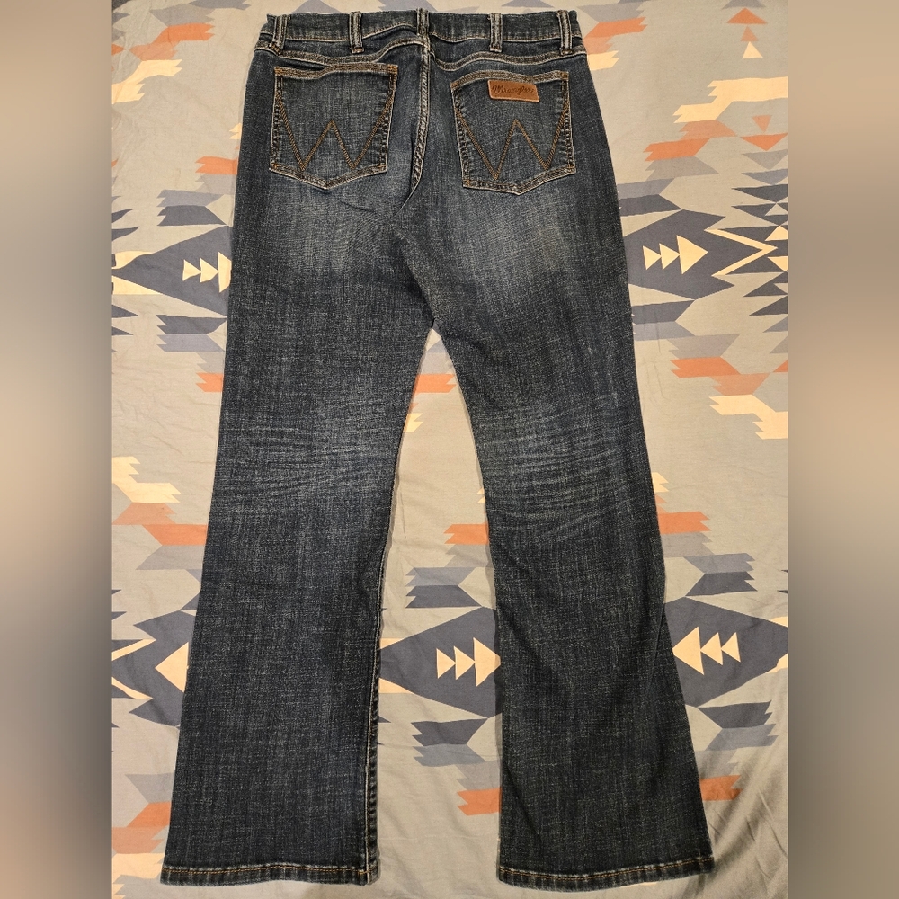 Wrangler Retro Slim Boot Blue Jeans Mens 35 X 34 - Picture 2 of 5